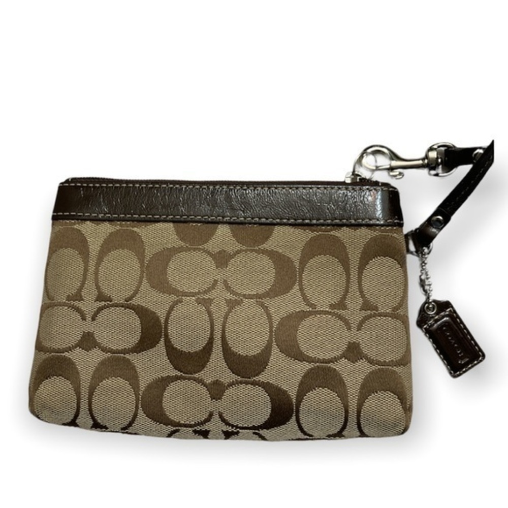 Coach brown khaki signature c wristlet - Picture 5 of 13